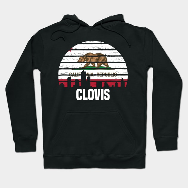 Clovis California CA Group City Silhouette Flag Hoodie by jkshirts